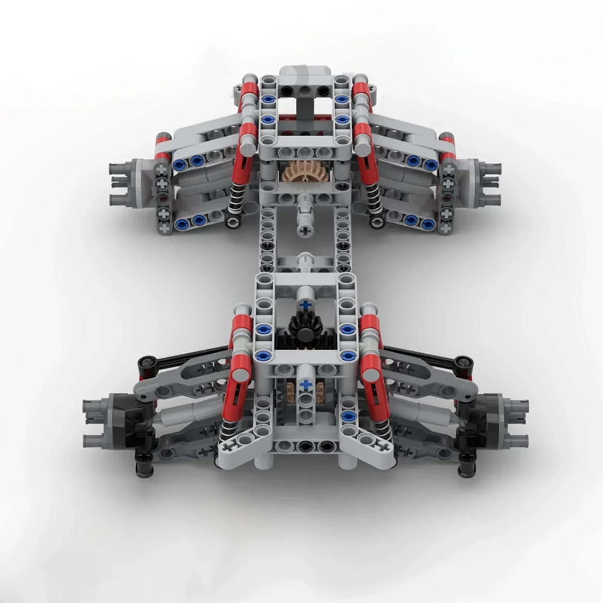 MOC 4WD Four-wheel Drive Independent Suspension Differential Chassis Steering Axle Building Blocks Tech Car Parts Toys Kids Gift