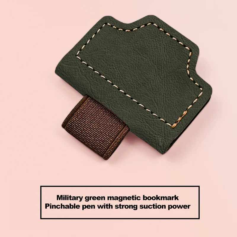 Exquisite bookmark with magnetic, simple, artistic, retro book corner, anti roll clip, bookmark with pen clip, magnetic sticker