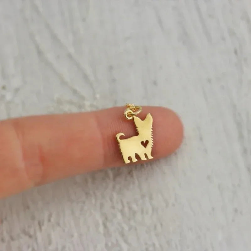 Puppy Necklace Stainless Steel Dog Shape Pendant Animal Dog Chain Necklace For Women Jewerly