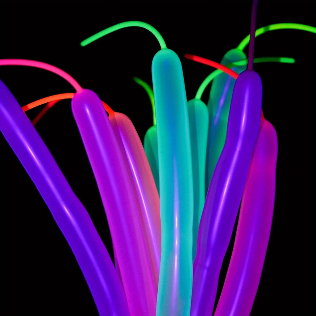 100pcs Neon Glow Long Balloons Backlight Reactive Fluorescent Colorful Long Latex Balloons DIY Twisting Birthday Wedding