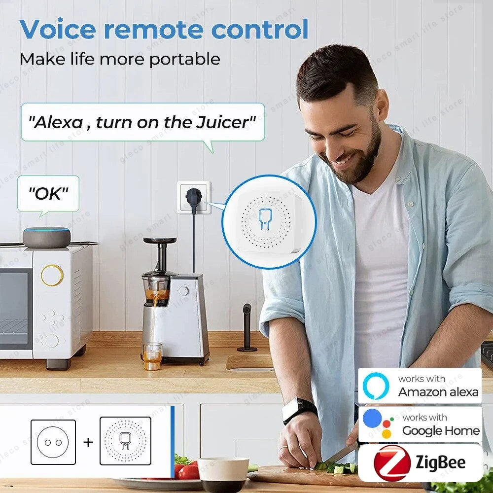 ZigBee Smart Mini Smart Light Switch 1/2CH Breaker Relay 16A 2 Way Control Smart Life APP Voice Control For Tuya Alexa Google