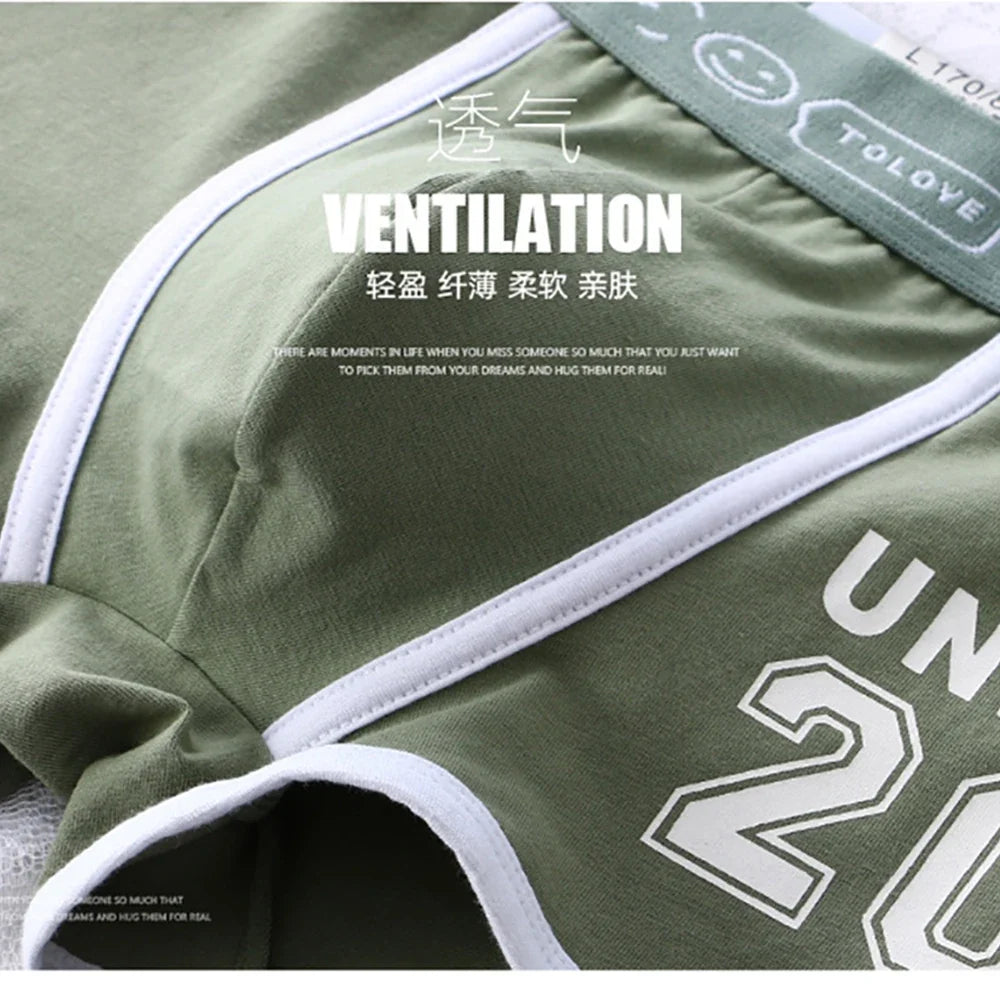 3PCS/Pack 100% Cotton Underpants Men Comfortable Big U Type Crotch Breathable Mesh Men's Panties Fashion Letter Boxers Hombre