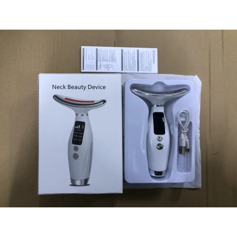  Home Use LED Face Neck Massager 7 Colors Light Therapy 7 Modes 3 Levels Vibration Face Lifting Anti Wrinkle Beauty Instrument