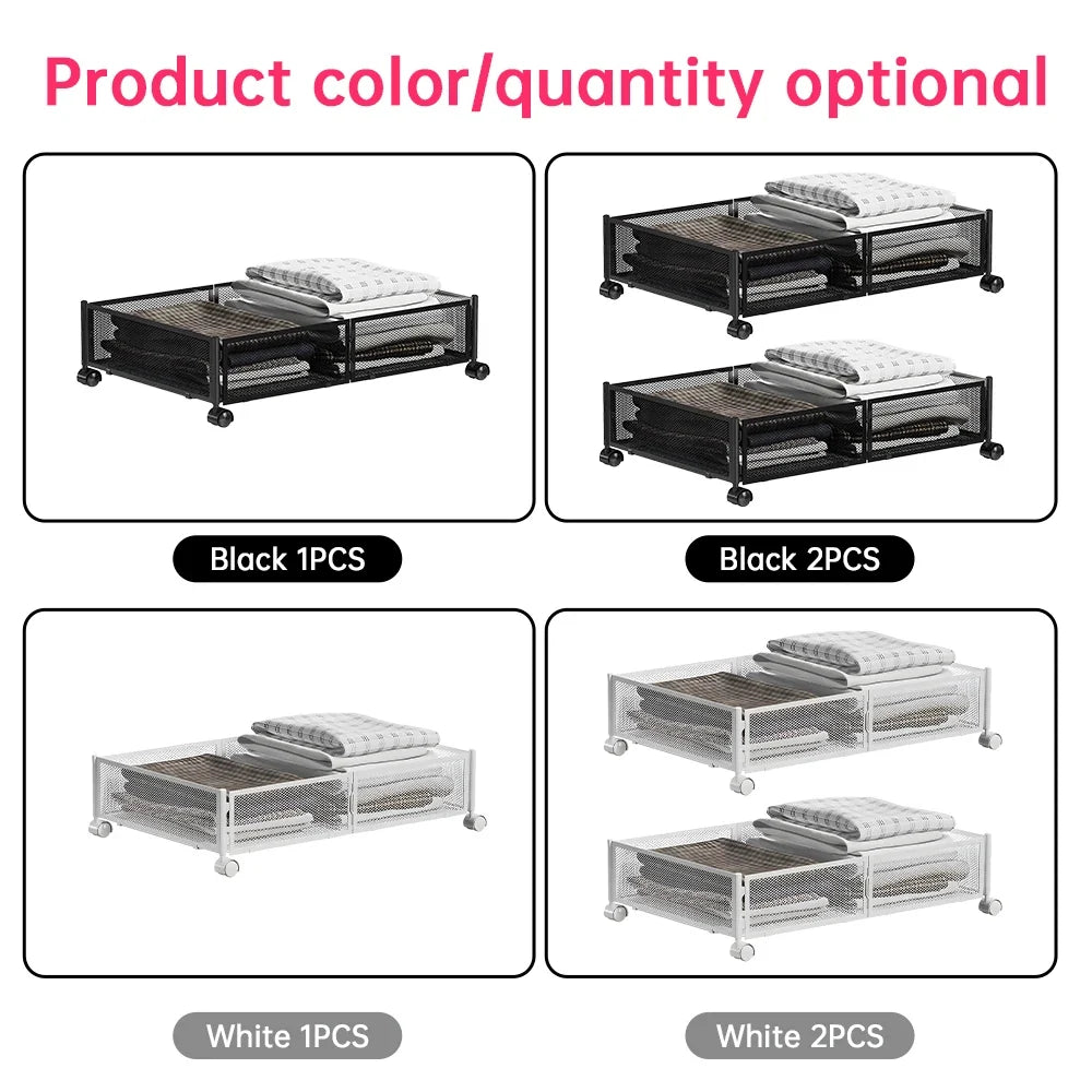 Foldable Under Bed Storage Container with Wheels Multifunctional Home Dorm Toys Clothes Books Shoes Storage Bins Visible
