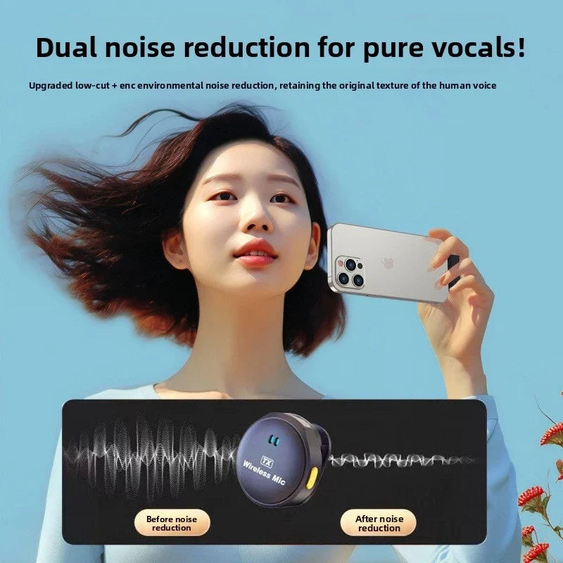 Q8 Wireless Lavalier Microphone 3-in-1 Interface for Live Streaming Noise Reduction Camera Vlog Content Creation