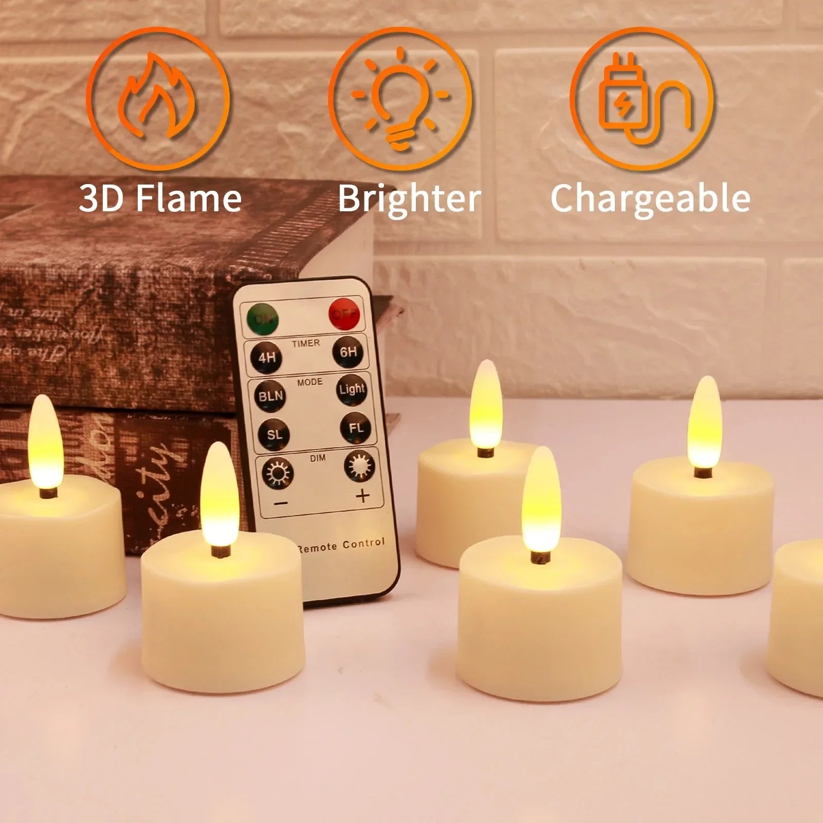 6/12/24pcs Rechargeable Flameless Candles Flickering LED Tea Light Candles Battery Operated Electronic Candle Lamp for Home gift