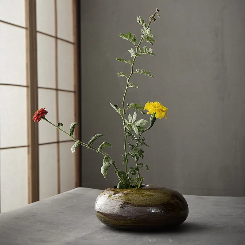 Ceramic Vases, Rough Ceramic Vases, Small Flower Pots, Old-fashioned Floral Arrangements, Table Decorations, Zen Flowers