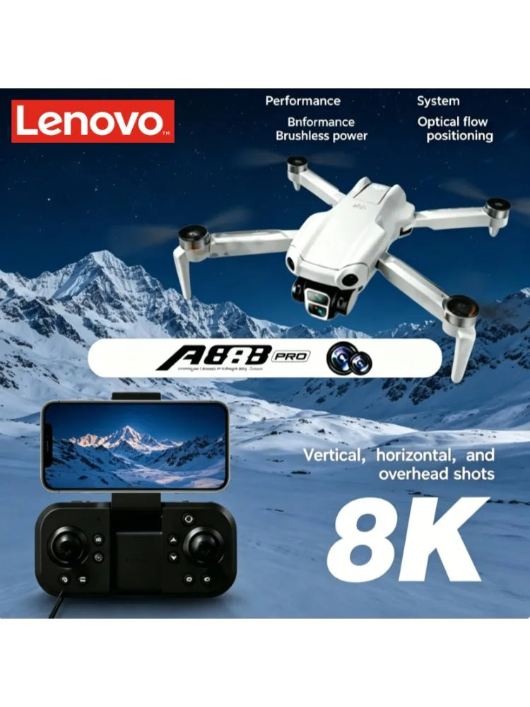 Lenovo A888 Foldable Quadcopter 8K HD 5G WiFi FPV Screen RC Drone Brushless Motor Obstacle Avoidance Professional Aerial Drone
