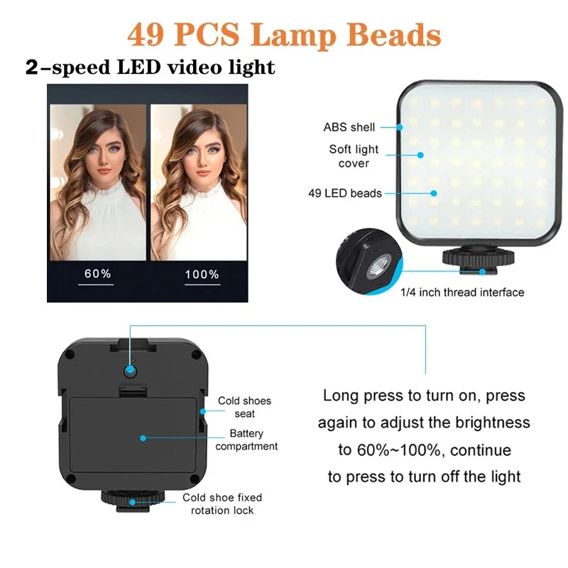 Phone Holder Photography Lighting Smartphone Video Kit Microphone LED Selfie Tripod Recording Handle Portable Stabilizer Bracket