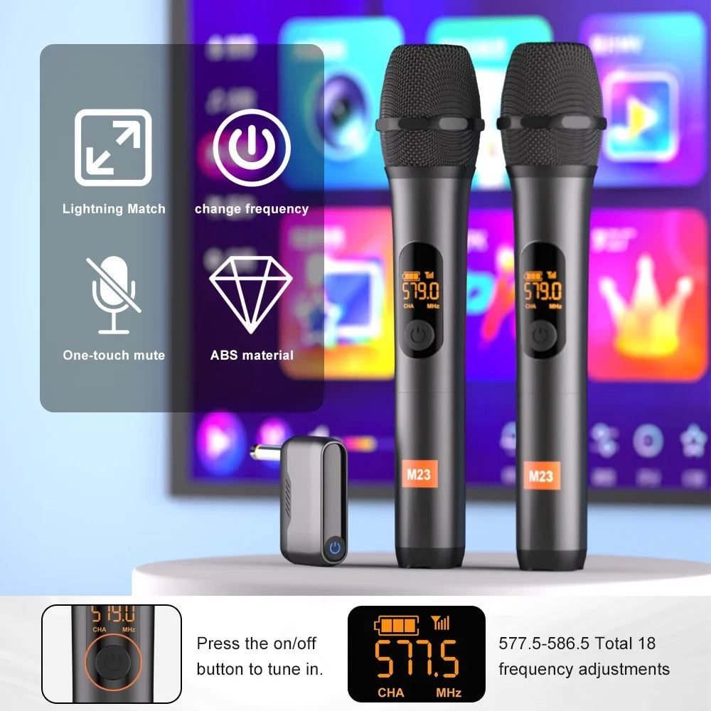Wireless Microphone M23-4 UHF Recording Universal Karaoke Mic With Lithium Battery Receiver For Party Church Speaker