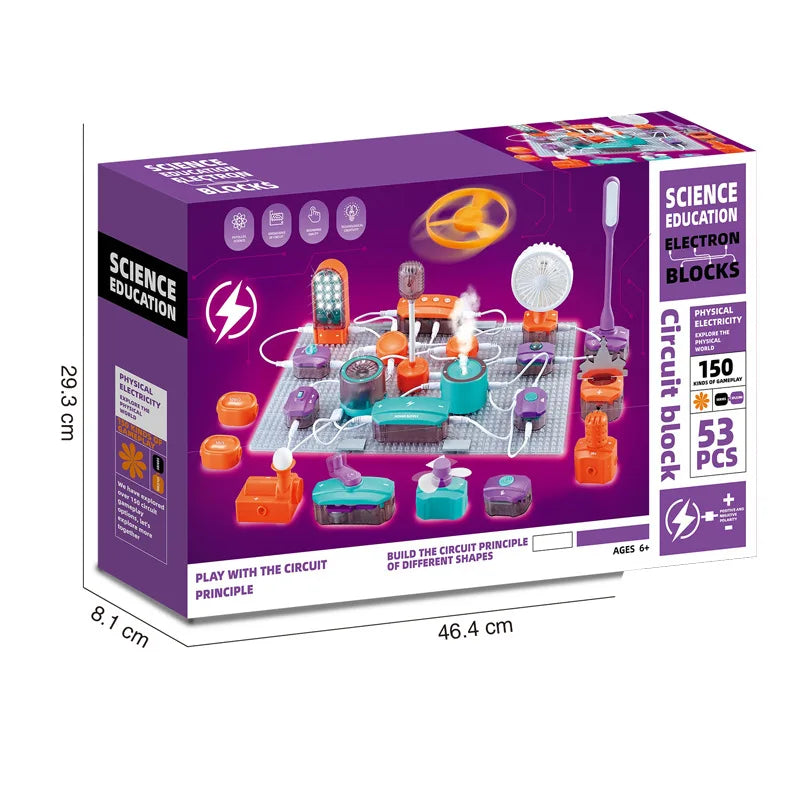 STEM Science Education Electronic Building Blocks Toy Physics Circuit Experiment Set Handmade Science Kit for Kids