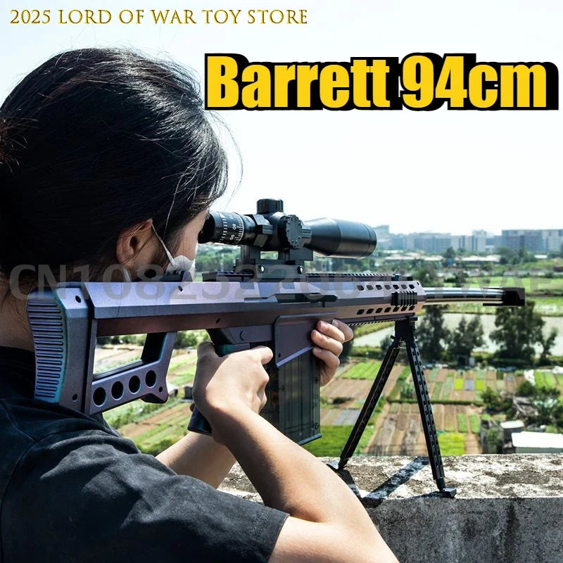 Barrett Sniper Rifle Toy Gun Realistic Soft Bullet Gun Big Manual Blaster Airsoft Weapons Adults Boys Outdoor Games CS Fighting