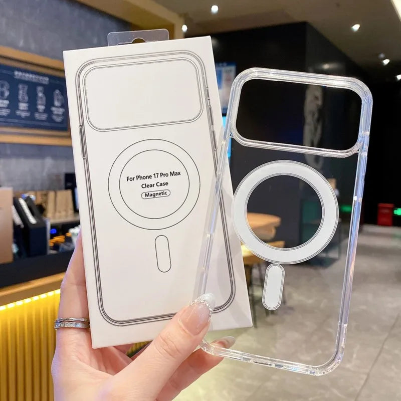 Original Clear For Magsafe Case For Apple iPhone 17 Air 16 16E 15 14 13 12 Mini 11 Pro Max Plus Magnetic Wireless Charging Cover
