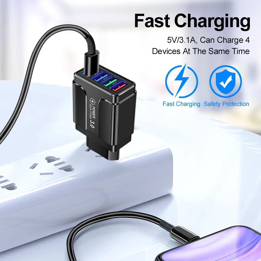 EU/US Plug USB Charger Fast Charge 3.1A For Phone Adapter for iPhone 12 Pro Max Tablet Portable Wall Mobile Charger Fast Charger