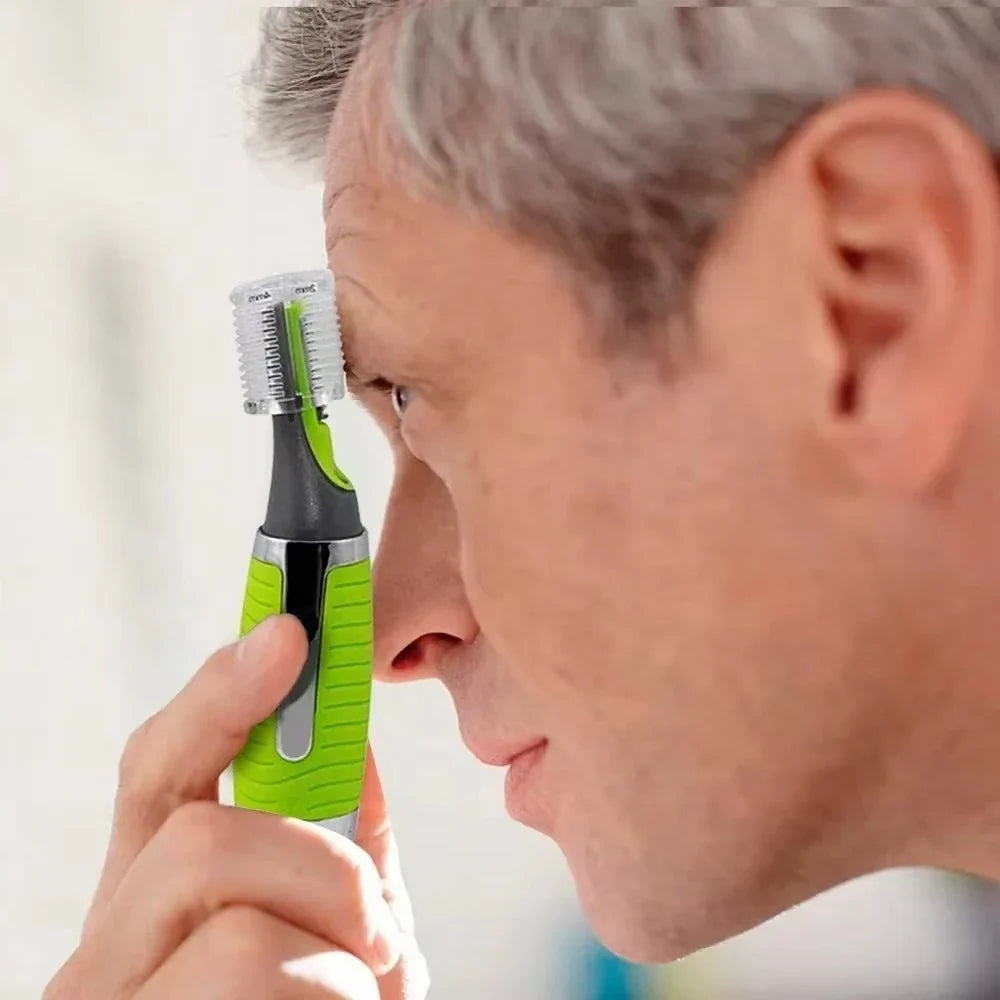 2-in-1 Facial Hair Trimmer, Unisex Nose Hair Trimmer Suitable for Nose Hair, Ear Hair, Eyebrows, and Chin Hair - Battery-Powered