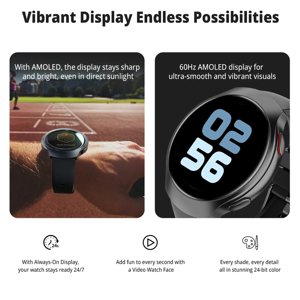AIWR Orbit Smart Watch, GPS, 1.43'' AMOLED, AI Watch Faces ChatGPT, ENC Call, Heart Rate Monitor 5ATM Waterproof for Android iOS