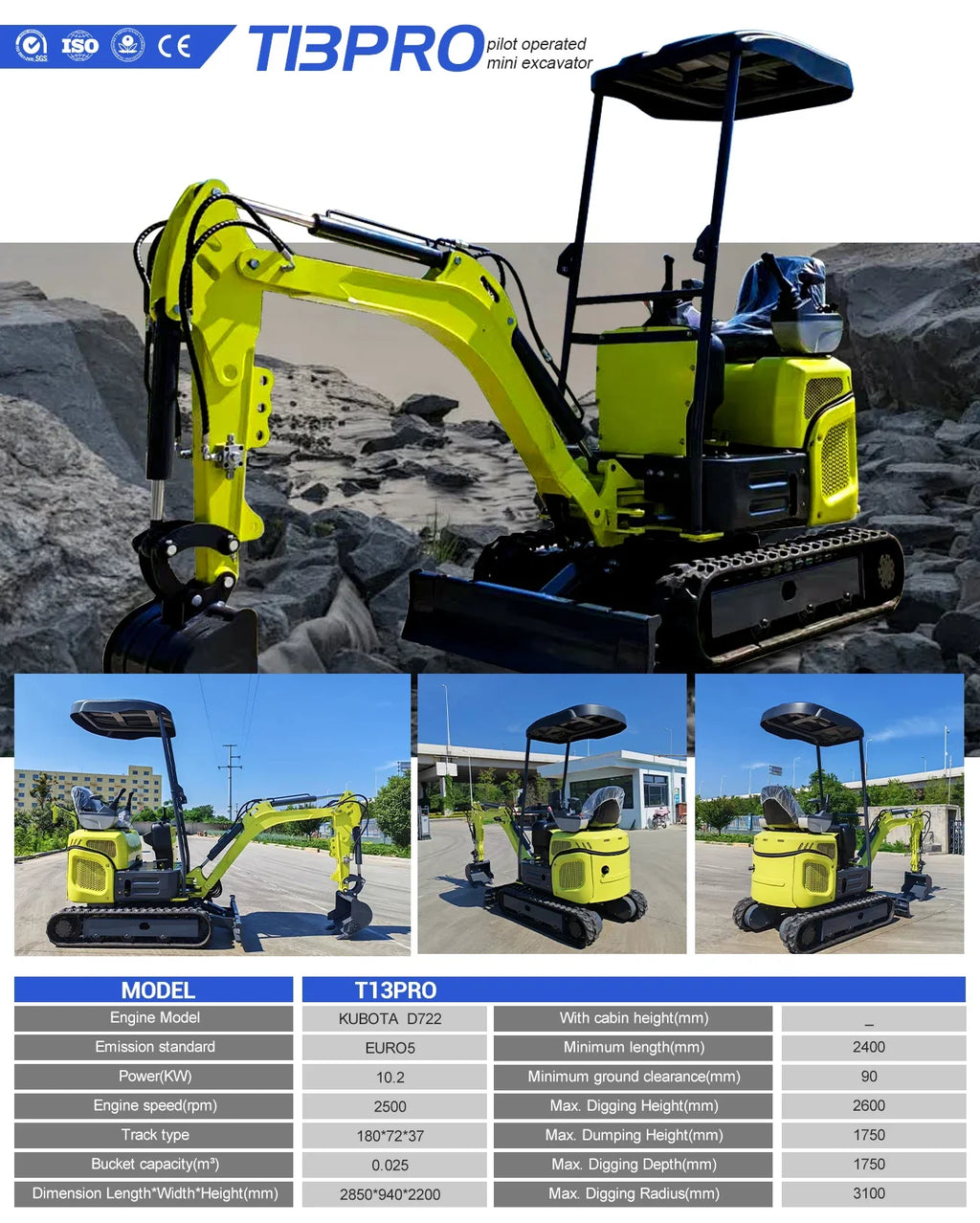 1.8 Ton Mini Excavator – Kubota Diesel Crawler Digger with Hydraulic Pilot Controls
