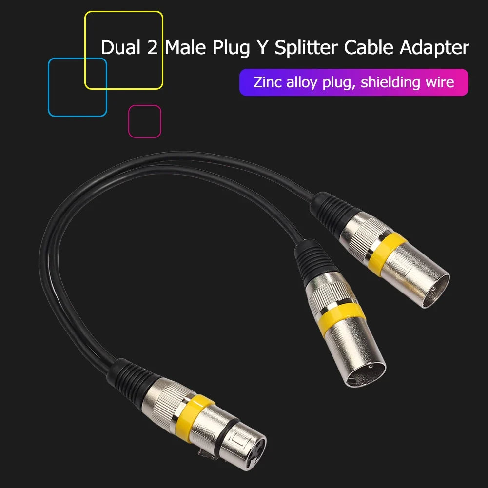 30cm 3Pin XLR Female Jack to Dual 2 Male Plug Adapter Cable Microphone Splitter Cord for Mic Amplifier Speaker Mixer Accessories