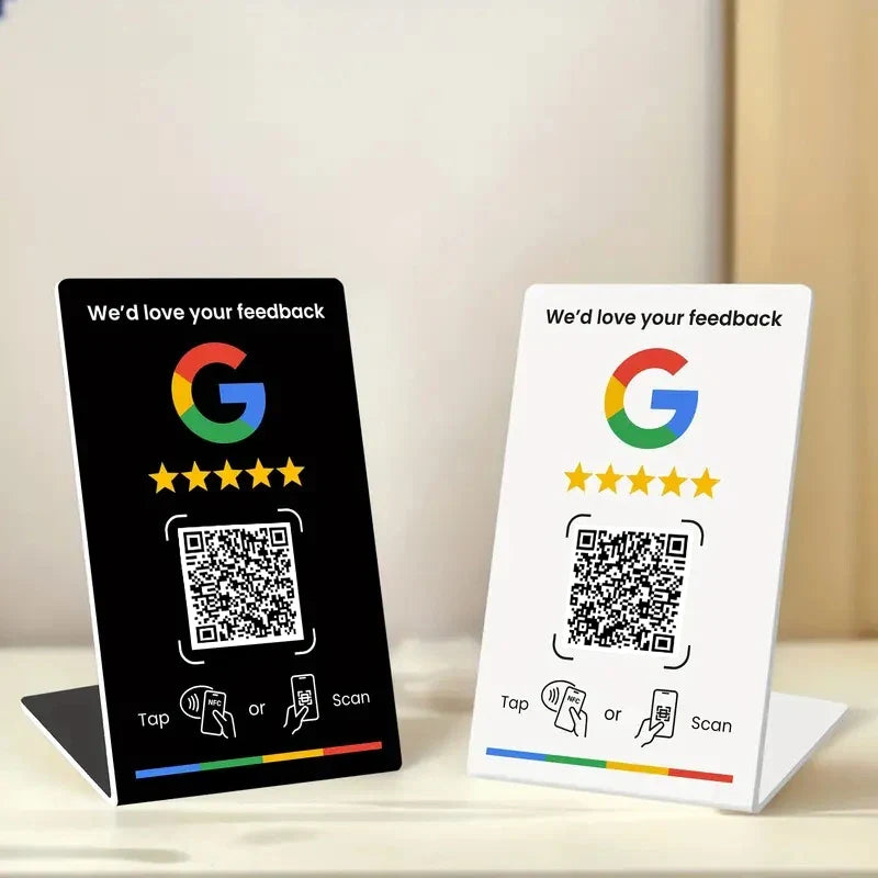 NFC 215 Programmable for Google Review Card NFC Station Table 13.56Mhz QR code can be independently set to link Standing Card