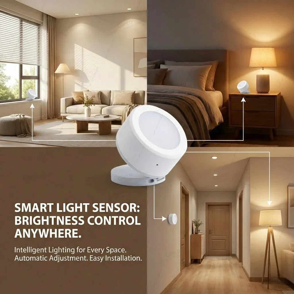 Zigbee Light Sensor Detector Lux Meter Brightness Monitor Support Zigbee2MQTT Smart Life TUYA APP Remote Work With Zigbee Hub