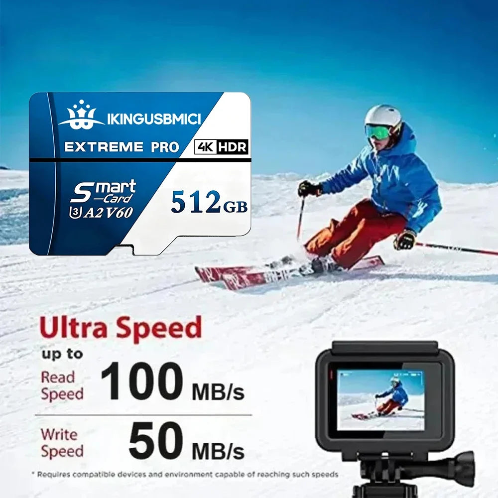 Extreme A1 4K Micro TF Card - High-Speed 190GB/s Memory TF Flash Card for Drones Phones Dash Cams 64GB 128GB 256GB 512GB