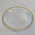 Nordic Style Plastic Steak Plate Gold Rimmed Fruit Salad round Dish Western Dinner Party Dinnerware Plate Decorative