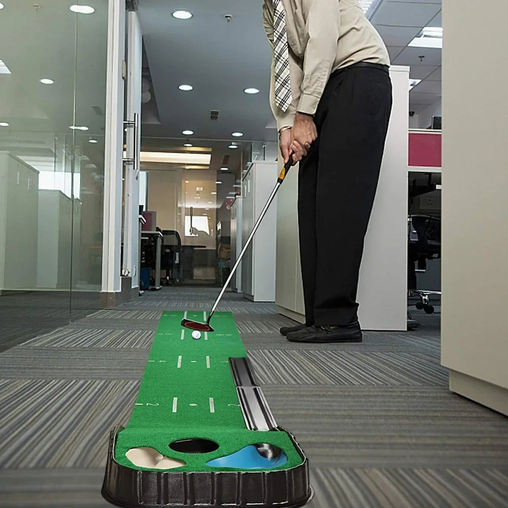 Golf Indoor Putting Mat Putter Trainer Green Carpet Practice Set Ball Return Mats PM005
