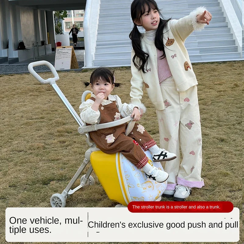 Suitcase for Children can sit and ride 2 in 1 Detachable Trolley Handle 20 inch Kids carrier Suitcase with Seat and Guardrail