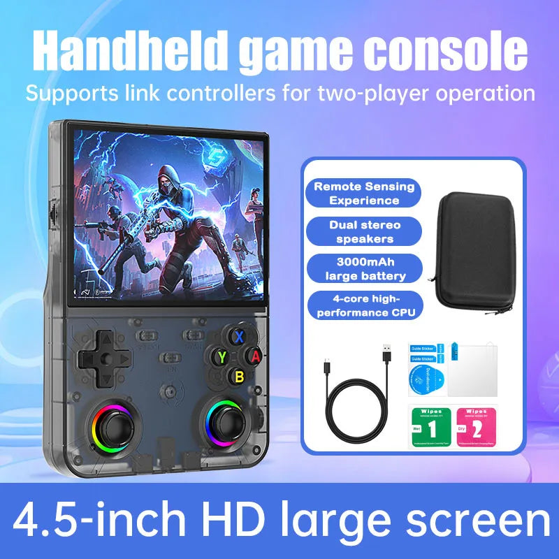 R36 Ultra X Retro Handheld Game Player WiFi Open Source Linux System 4.5" IPS Screen Hall Effect Emulator Wireless Gamepad Gift