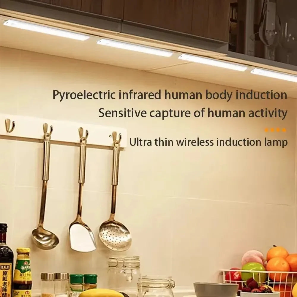 Motion Sensor Night Light USB Rechargeable Wireless Lamp Under Cabinet Led Lights for Kitchen Cabinet Bedroom Wardrobe Lighting
