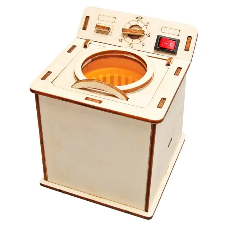 Kids Science Toy Washing Machine Technology Gadget STEM Physics Wooden 3D Puzzle Kit Learning Educational Toys for Children