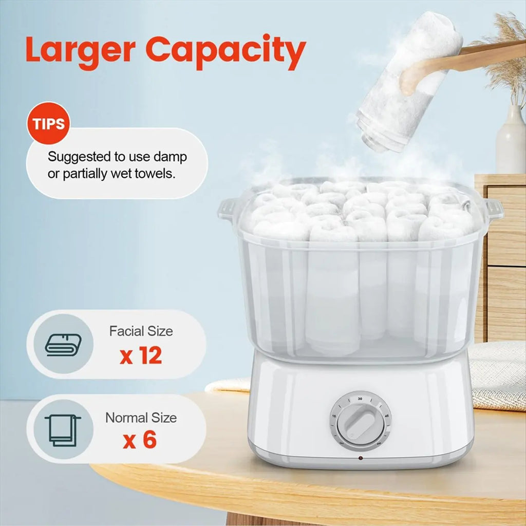 AA97 Hot Towel Warmer,Rapid Heating Towel Steamer for Facials Can Hold 12 Mini Wet Towels, Portable Mini Towel Warmer EU Plug