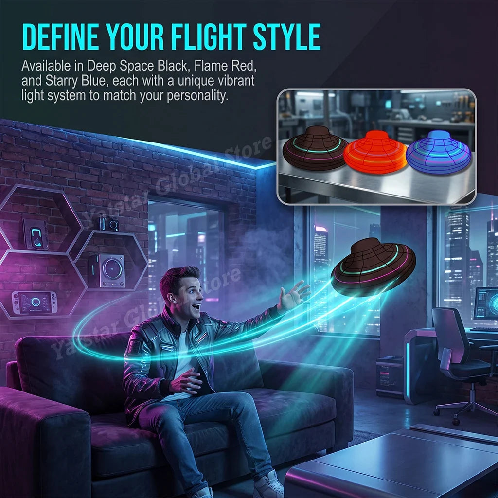 Magic Flying Helicopter Spinner Fingertip Flight Gyro Hover Ball Mini Drone Aircraft LED Light Outdoor Fun Toy for Teens & Adult