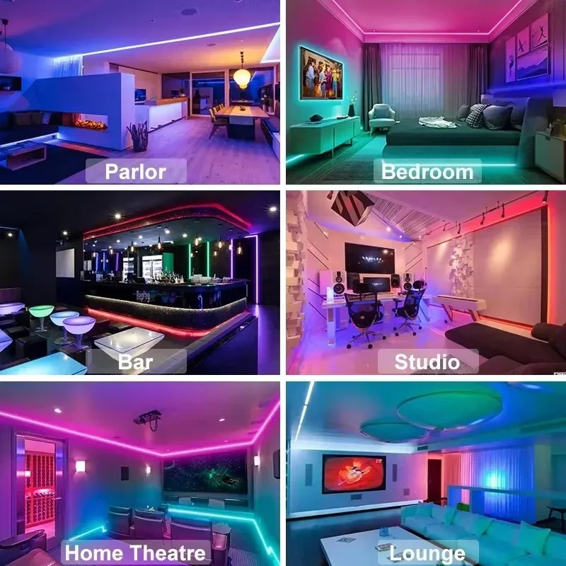 Bluetooth LED Lights Strip 5050 Smart APP Remote Control Flexible Diode Lamp RGB Tape Backlights Game Room Christmas Decoration