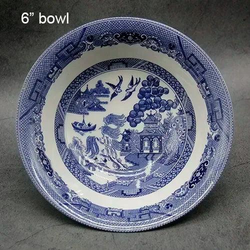 The Blue Willow Set Dinner Elegant England Ware Style Ceramic Breakfast Beef Plate Dishes Dessert Soup Dish Bowl