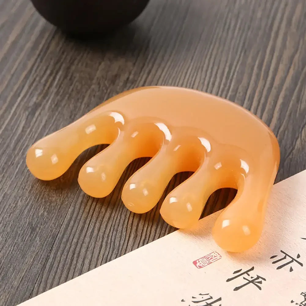 Cow Bone Meridian Comb  Portable Massage Five Finger Comb Scalp Massager Scalp Health Care Cattle Horn Comb
