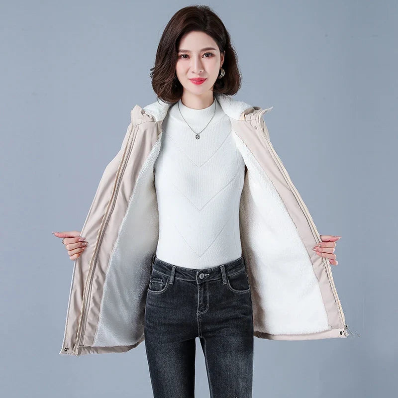 Women's Winter Puffer Coat, Warm Cotton Hooded Casual Parka