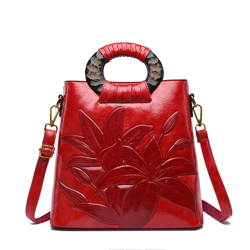 Big Bag Ethnic Style Big Flower Women's Bag Retro One Shoulder Handheld Oblique Straddle Large Capacity Women's Bag