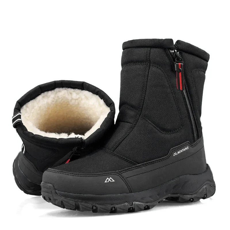 Men's Winter Waterproof Snow Boots, Warm Insulated Outdoor Boots