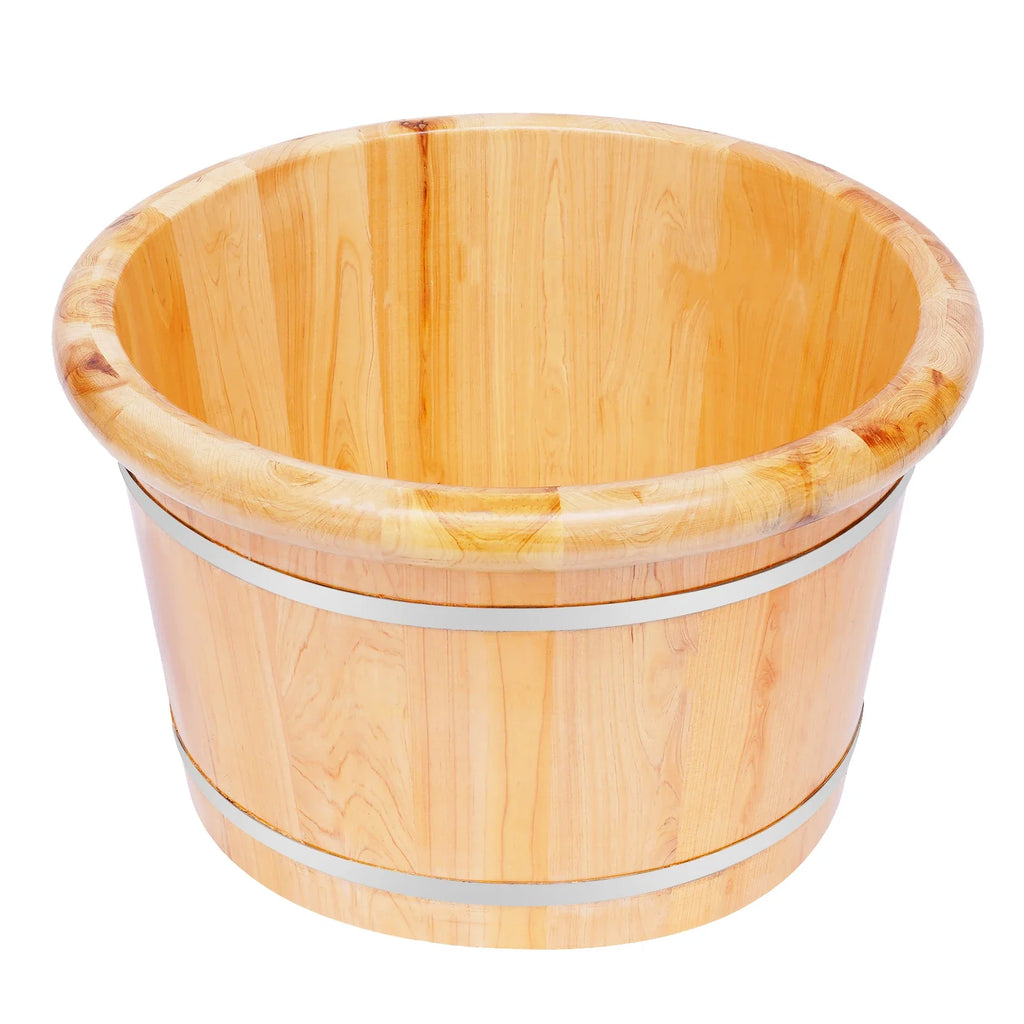 Cedar Wood Foot Spa Bucket with Massage Roller, 30 Min Heat Retention, 12.2 Inch Deep Soak, Natural Foot Bath Tub