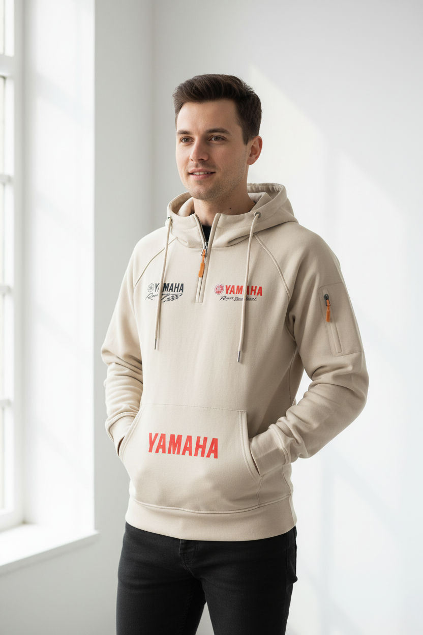 2026 Yamaha Autumn and Winter Vintage Heavy-Duty Men’s Fleece Hooded Sweater