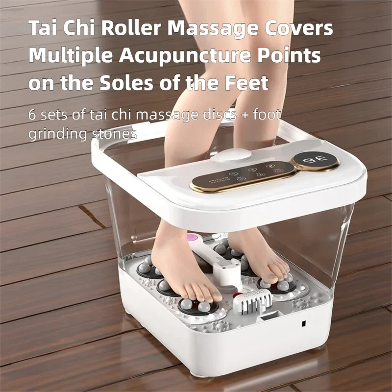 Electric Foot Spa Bath Massager with Touch Screen Controller Warm Heated Automatic Roller Foot Wash Fatigue Relief Foldable Gift