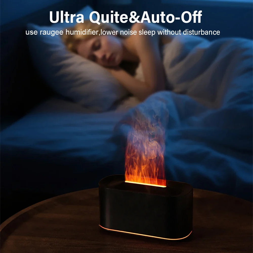 Air Aroma Humidifier USB Desktop Flame Humidifier for Home Mini Air Humidifier Fragrance Essential Oil Diffuser with Night Light