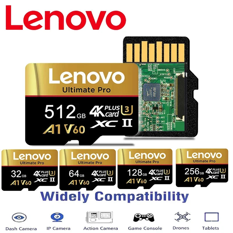 Lenovo Secure 512GB Memory Card Micro TF SD TF Cards SD Cards 256GB 64GB Waterproof 32GB Class 10 for Camera/Tablet/Phone