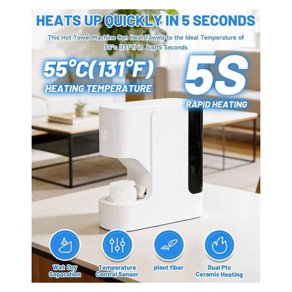 ABZJ Hot Face Towel Heater Machine,55°C Constant Temperature,5-Second Warmth,Smart Voice Alerts,Towel Warmer US Plug
