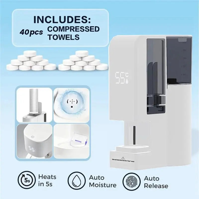 Hot Face Towel Warmer Machine,Automatic Hot Towel Dispenser,131°F Adjustable Constant Temperature-A77G