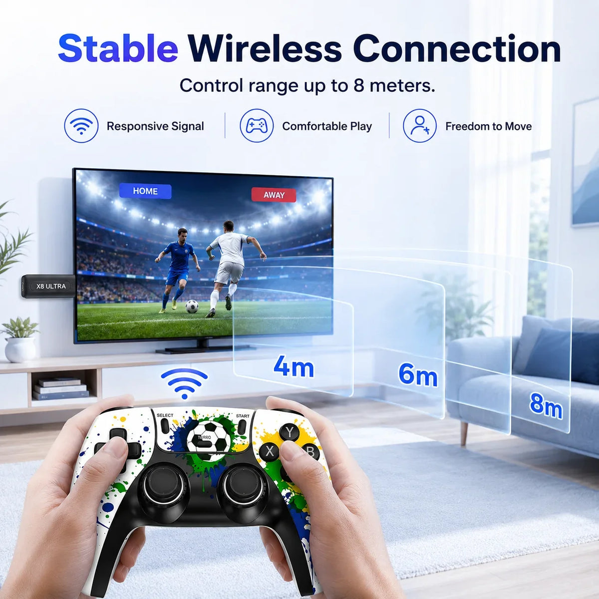 4K HDMI TV Game Stick Retro Video Game Console, 50000+ Pre-installed Games 45 Emulators 2.4G Dual Wireless Controllers X8 Ultra