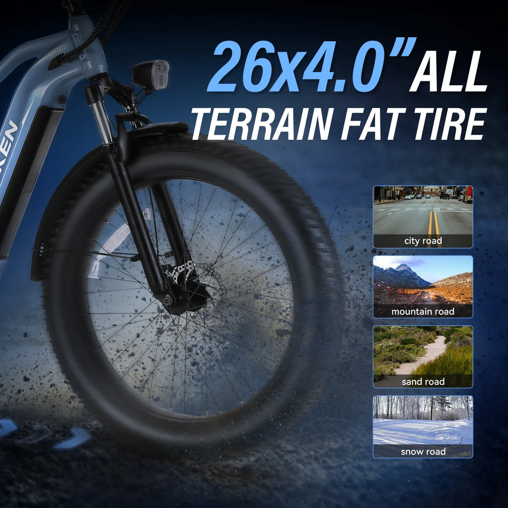 Electric Bike 26" x 4.0 Fat Tire Electric Bike,Peak 1500W Motor EBike for Adults with 48V 720WH Removable Battery, Up to 60Miles