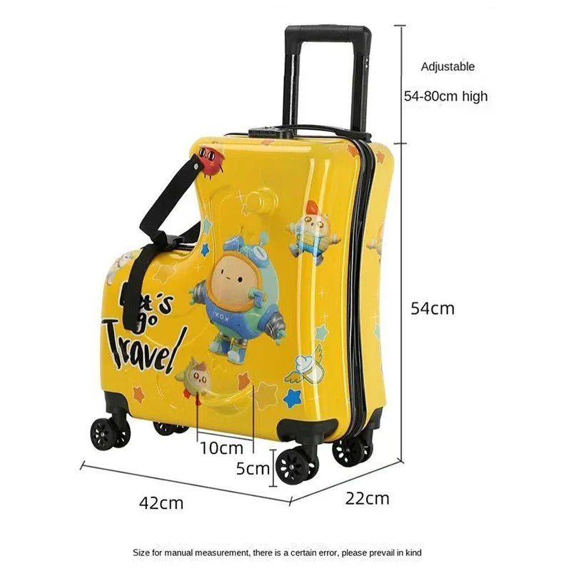 Children's Cute Cartoon Rideable Suitcase 20 inch Boarding Box Sitting Trolley Case Universal Wheel Baby Luggage