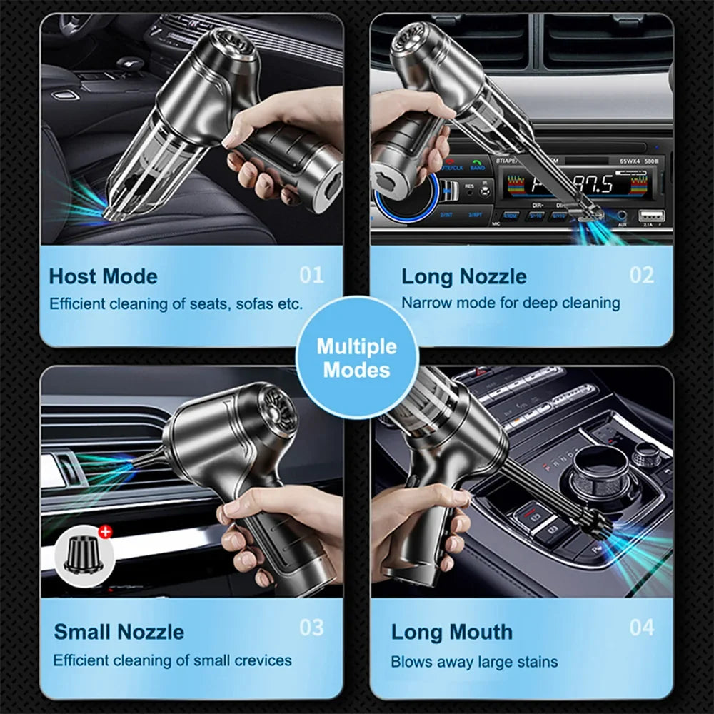 95000PA Car Vacuum Cleaner Strong Suction Vacuum Cleaner 2in1 for Car Home Wireless Portable Handheld Vacuum Cleaner Blower